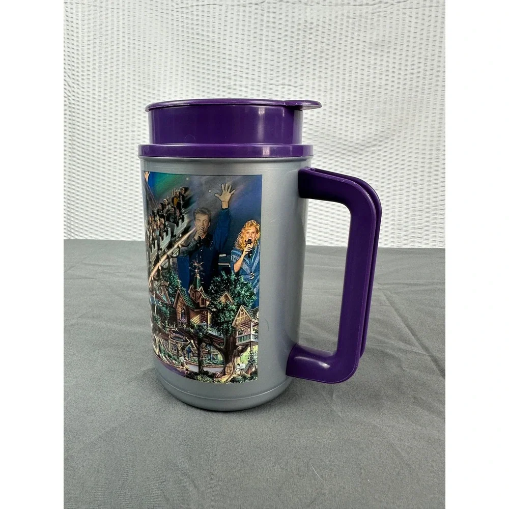 VTG Dollywood 2000 Pigeon Forge TN Whirley Thermo Insulated Plastic Mug Cup Lid